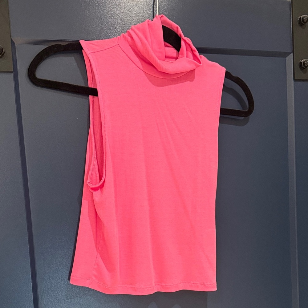Sunday Best Sleeveless Turtleneck Tank - Neon Pink